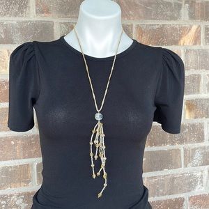 Studio GI Italy Y Style Beaded Necklace with Crystal & Gold Tone Accents